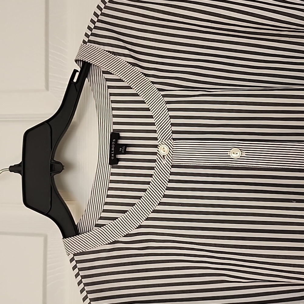 Size 18 Talbots Black and White Striped Long Sleeve Dress - Picture 3 of 11
